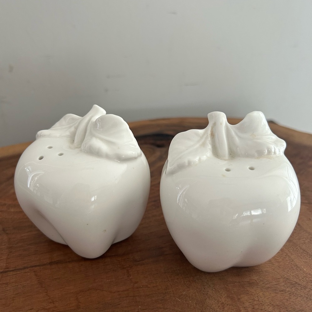 White Ceramic Apple Salt and Pepper Shakers